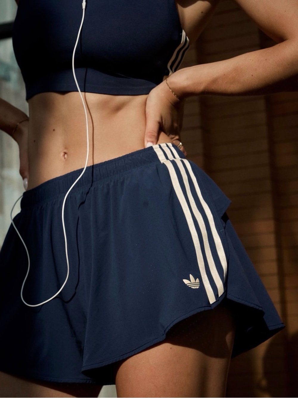adidas Navy Athletic Shorts with White 3-Stripes